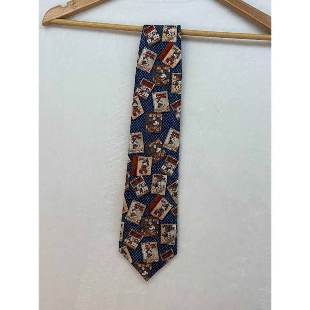Vintage Mickey and Co‎ Disney Neck Tie Mickey Mouse Blue Postage Stamp Silk